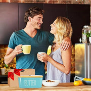 Butter Box with Knife Rectangular Cheese Container with Wooden Lid for Kitchen - Black V528-BUTTER-BOX-BLACK-627942