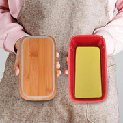 Butter Box with Knife Rectangular Cheese Container with Wooden Lid for Kitchen - Red V528-BUTTER-BOX-RED-213301
