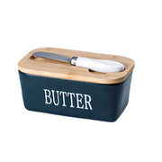 Butter Box with Knife Rectangular Cheese Container with Wooden Lid for Kitchen - Blue V528-BUTTER-BOX-ROYAL-BLUE-445640
