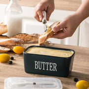 Butter Box with Knife Rectangular Cheese Container with Wooden Lid for Kitchen - Blue V528-BUTTER-BOX-ROYAL-BLUE-445640