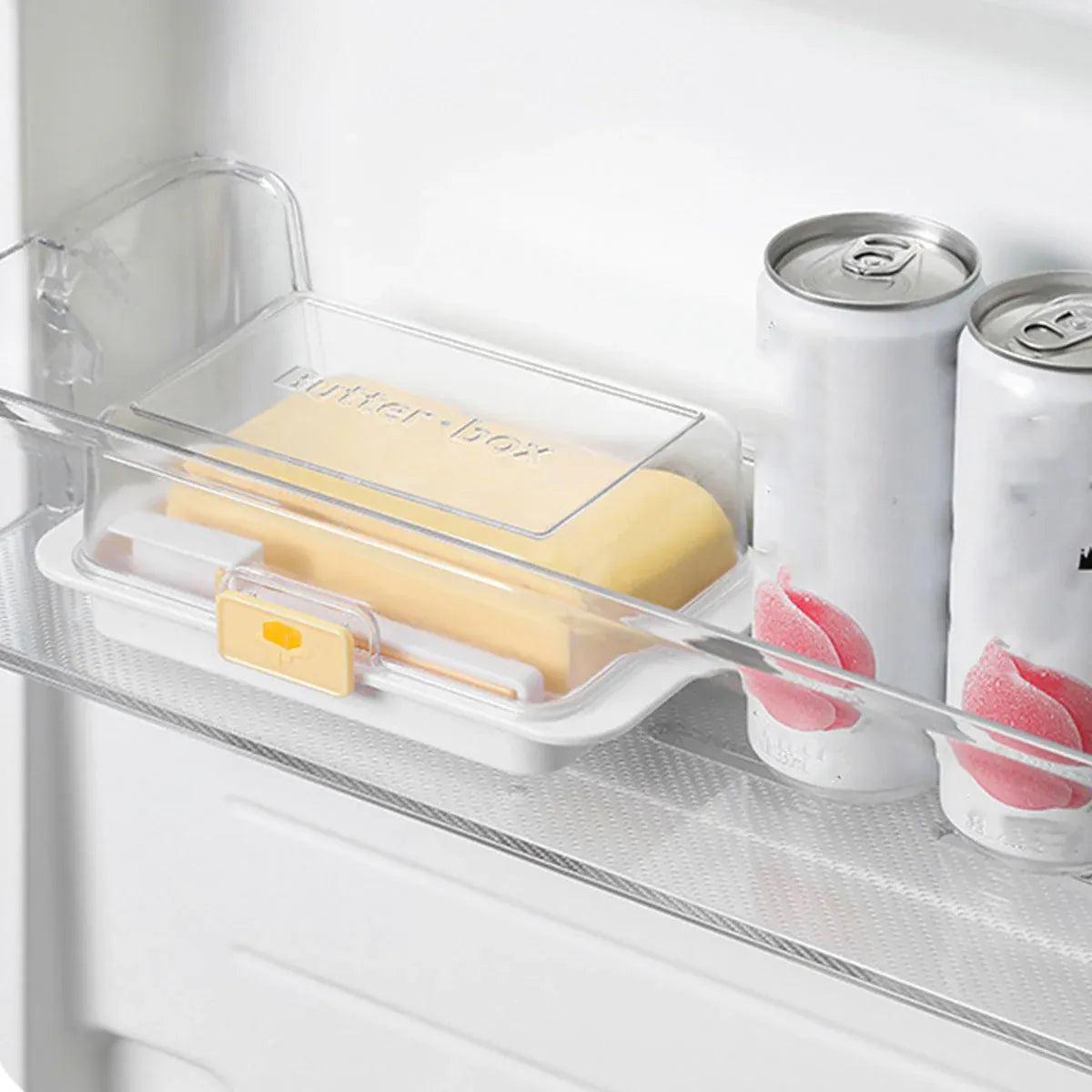 Butter Cheese Storage Box Kitchen Container with Lid Plastic Fridge Organizer - White V528-BUTTER-DISH-WHITE-494026