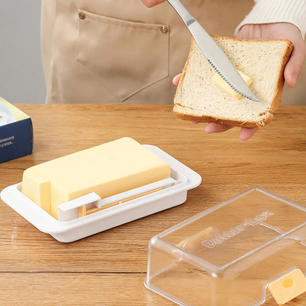 Butter Cheese Storage Box Kitchen Container with Lid Plastic Fridge Organizer - White V528-BUTTER-DISH-WHITE-494026