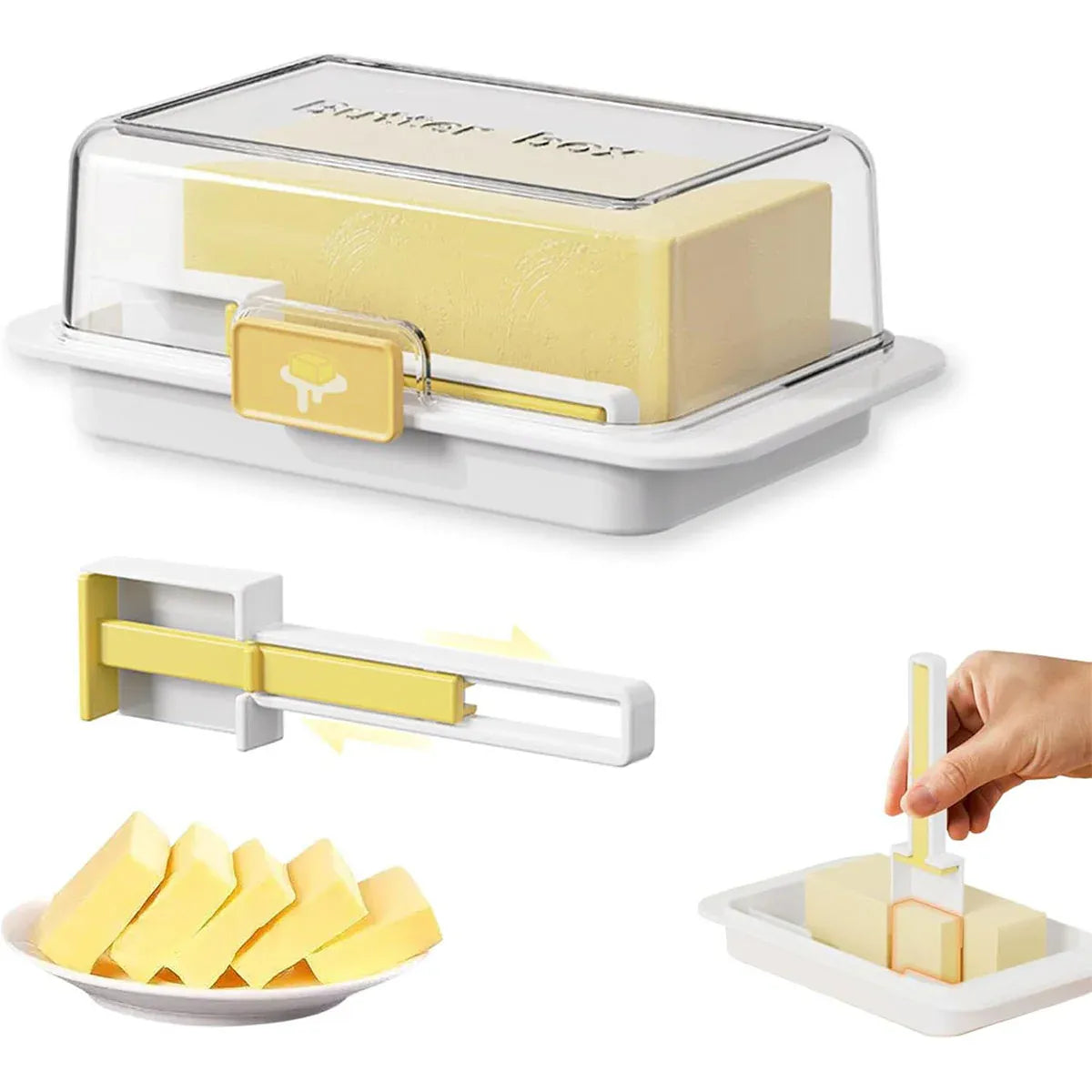 Butter Cheese Storage Box Kitchen Container with Lid Plastic Fridge Organizer - White V528-BUTTER-DISH-WHITE-494026