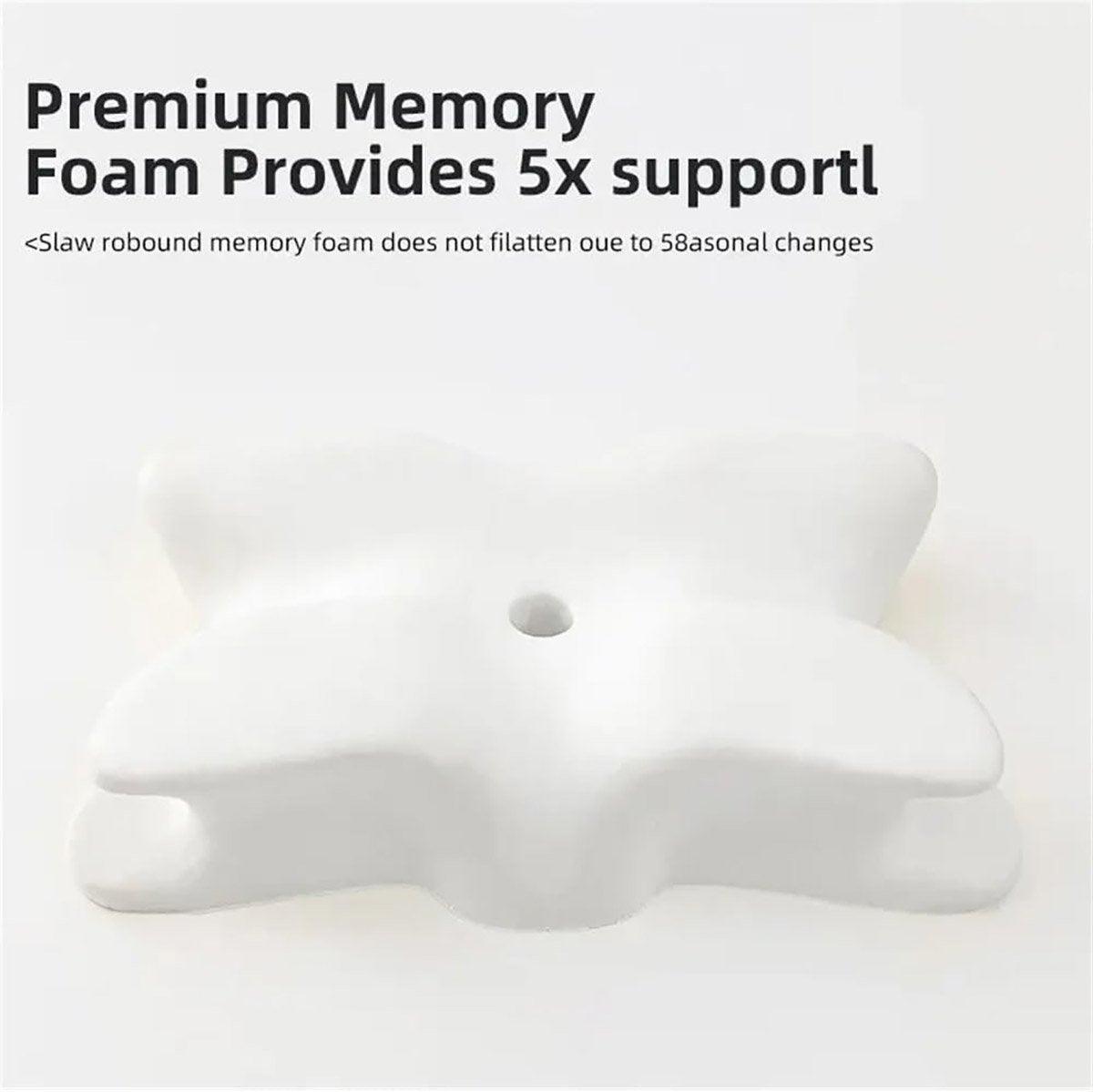 Memory Foam Butterfly Pillow Neck Support Slow Rebound Cervical Pillow - Dark Grey V528-BUTTERFLY-PILLOW-DARK-GREY-148392