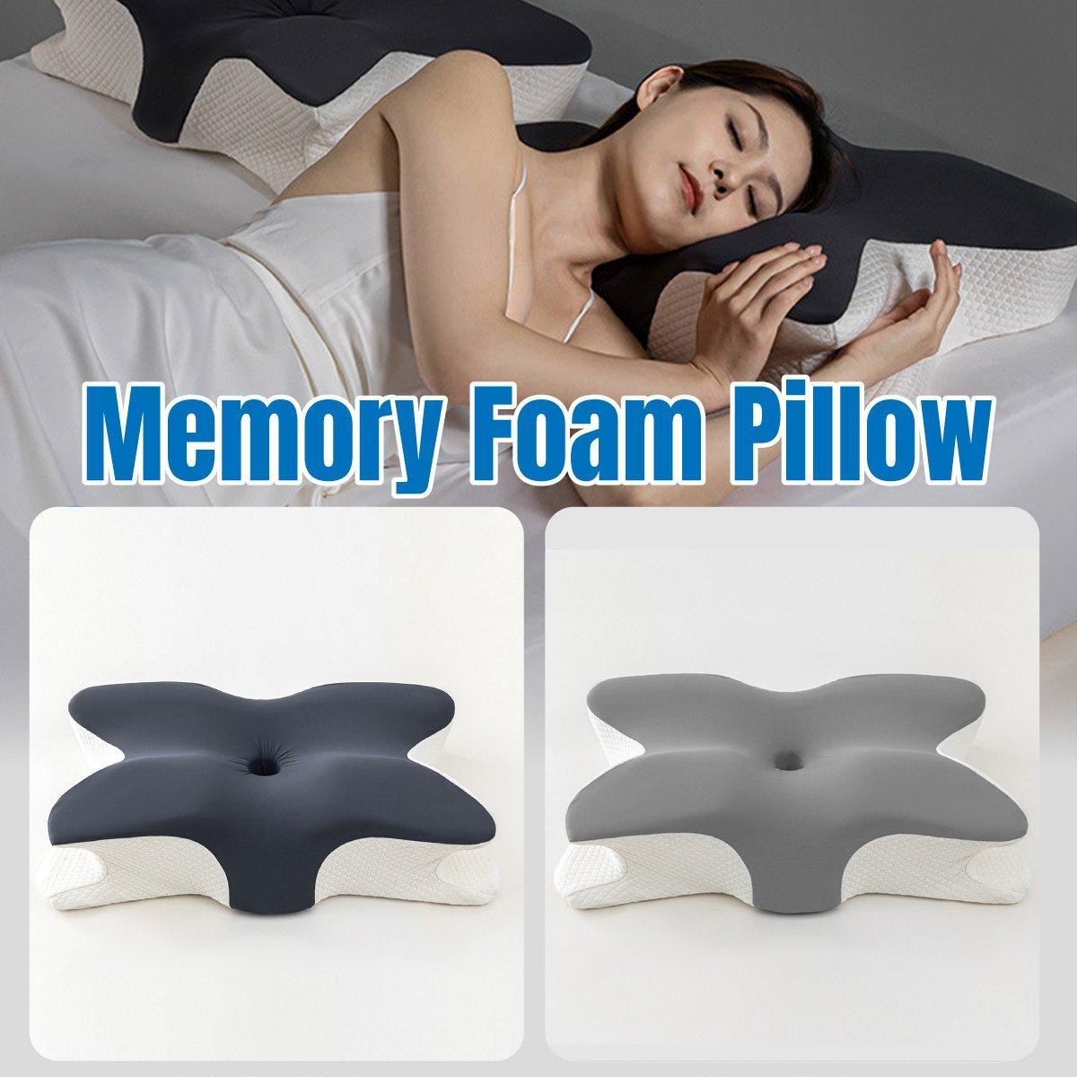 Memory Foam Butterfly Pillow Neck Support Slow Rebound Cervical Pillow - Light Grey V528-BUTTERFLY-PILLOW-LIGHT-GREY-568298