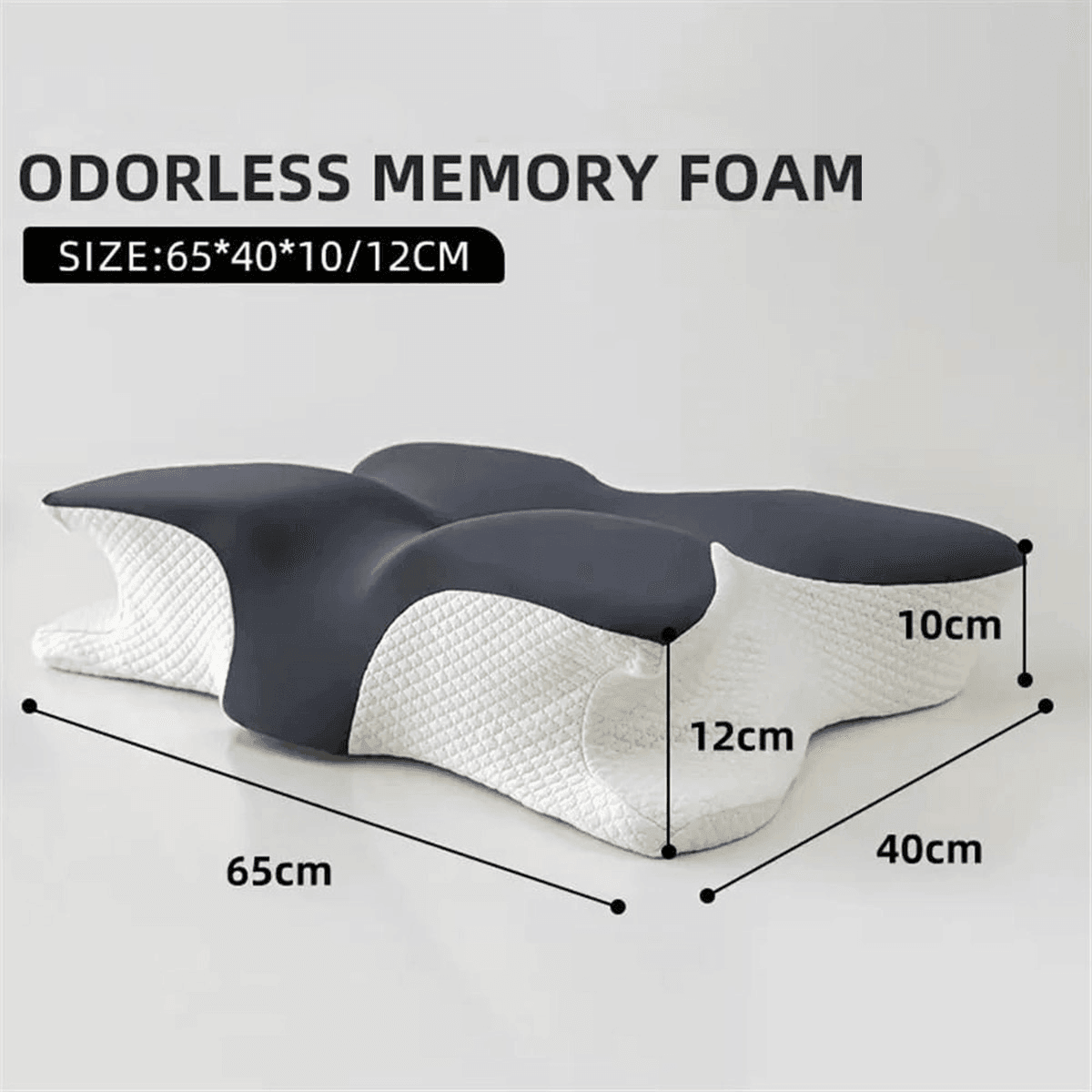 Memory Foam Butterfly Pillow Neck Support Slow Rebound Cervical Pillow - Light Grey V528-BUTTERFLY-PILLOW-LIGHT-GREY-568298