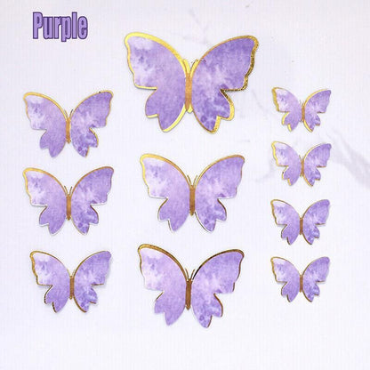 10Pcs Butterfly Paper Toppers Happy Birthday Cake & Festival Theme Decor - Pink Phnom Penh V528-BUTTERFLY-PINKEDGE-990051