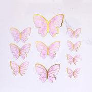 10Pcs Butterfly Paper Toppers Happy Birthday Cake & Festival Theme Decor - Purple Stripe V528-BUTTERFLY-PURPLESTRIPE-674880