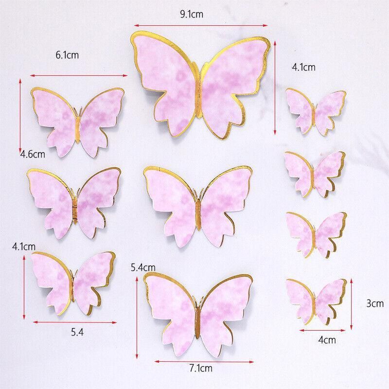10Pcs Butterfly Paper Toppers Happy Birthday Cake & Festival Theme Decor - Purple Stripe V528-BUTTERFLY-PURPLESTRIPE-674880
