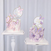 10Pcs Butterfly Paper Toppers Happy Birthday Cake & Festival Theme Decor - Purple Stripe V528-BUTTERFLY-PURPLESTRIPE-674880