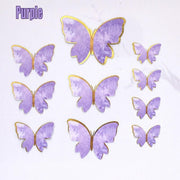 10Pcs Butterfly Paper Toppers Happy Birthday Cake & Festival Theme Decor - Purple Stripe V528-BUTTERFLY-PURPLESTRIPE-674880