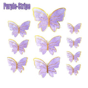 10Pcs Butterfly Paper Toppers Happy Birthday Cake & Festival Theme Decor - Purple Stripe V528-BUTTERFLY-PURPLESTRIPE-674880