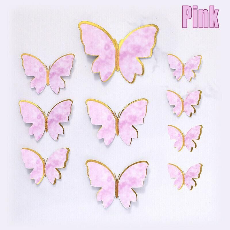 10Pcs Butterfly Paper Toppers Happy Birthday Cake & Festival Theme Decor - Purple Stripe V528-BUTTERFLY-PURPLESTRIPE-674880