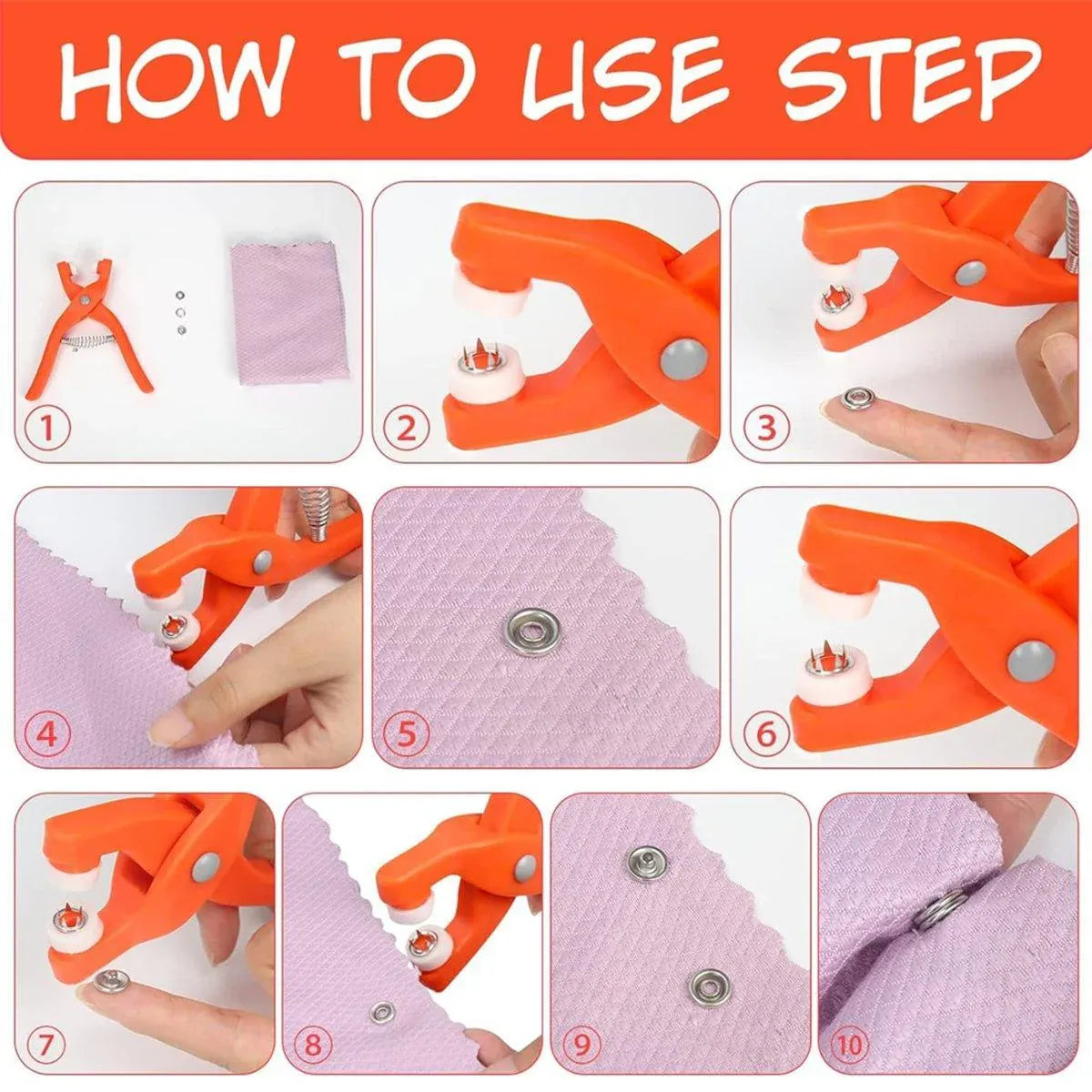 Snap Button Installation Tool Pliers Set Fastener Press Stud Kit Sewing Tool V528-BUTTON-TOOL-150-412506