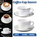 6PCS Ceramic Coffee Cup and Saucer Set Apricot Tea Cup with Ear Hotel Coffee Cup - 160ml V528-C-GOLD-TRIM-160ML-6PCS-725838