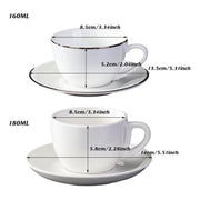 6PCS Ceramic Coffee Cup and Saucer Set Apricot Tea Cup with Ear Hotel Coffee Cup - 160ml V528-C-GOLD-TRIM-160ML-6PCS-725838