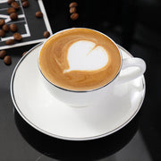 6PCS Ceramic Coffee Cup and Saucer Set Apricot Tea Cup with Ear Hotel Coffee Cup - 160ml V528-C-GOLD-TRIM-160ML-6PCS-725838