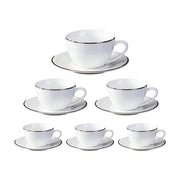 6PCS Ceramic Coffee Cup and Saucer Set Apricot Tea Cup with Ear Hotel Coffee Cup - 160ml V528-C-GOLD-TRIM-160ML-6PCS-725838