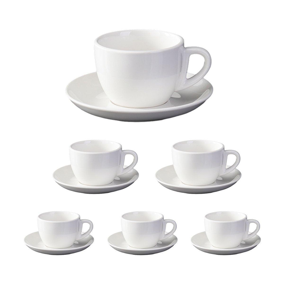 6PCS Ceramic Coffee Cup and Saucer Set Apricot Tea Cup with Ear Hotel Coffee Cup - 160ml V528-C-GOLD-TRIM-160ML-6PCS-725838