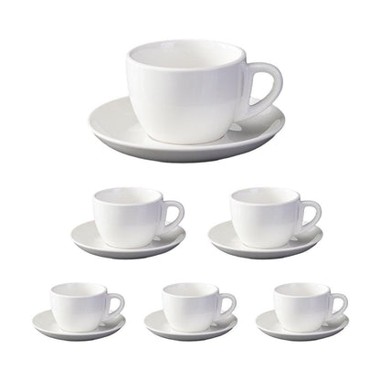 6PCS Ceramic Coffee Cup and Saucer Set Apricot Tea Cup with Ear Hotel Coffee Cup - 160ml V528-C-GOLD-TRIM-160ML-6PCS-725838