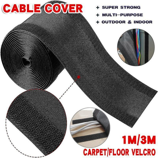 Cable Cover Nylon Sticky Wire Protector Floor Blanket Reusable Cord Tube Cover - Black-1Meter-Carpet V528-CABLE-COVER-CARPET-1M-860105