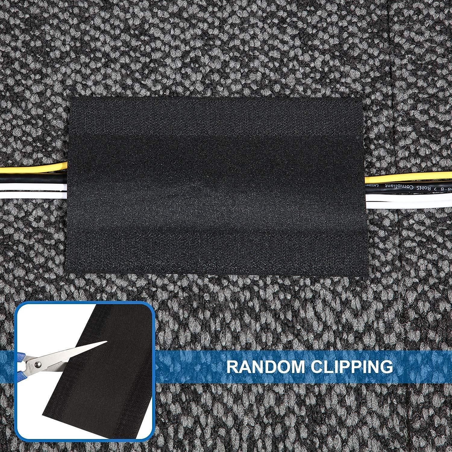 Cable Cover Nylon Sticky Wire Protector Floor Blanket Reusable Cord Tube Cover - Black-1Meter-Carpet V528-CABLE-COVER-CARPET-1M-860105