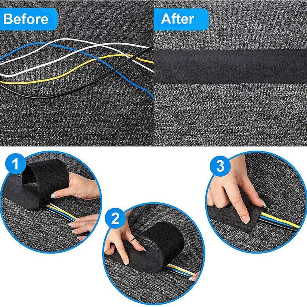 Cable Cover Nylon Sticky Wire Protector Floor Blanket Reusable Cord Tube Cover - Black-1Meter-Carpet V528-CABLE-COVER-CARPET-1M-860105
