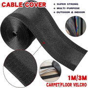 Cable Cover Nylon Sticky Wire Protector Floor Blanket Reusable Cord Tube Cover - Black-1Meter(with V528-CABLE-COVER-FLOOR-1M-846465