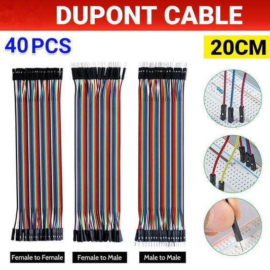 40PCS Dupont Cable 20cm Jumper Wire for Arduino RPi breadboard - Female to Female 20CM V528-CABLE-FEMALETOFEMALE-40PCS-504528