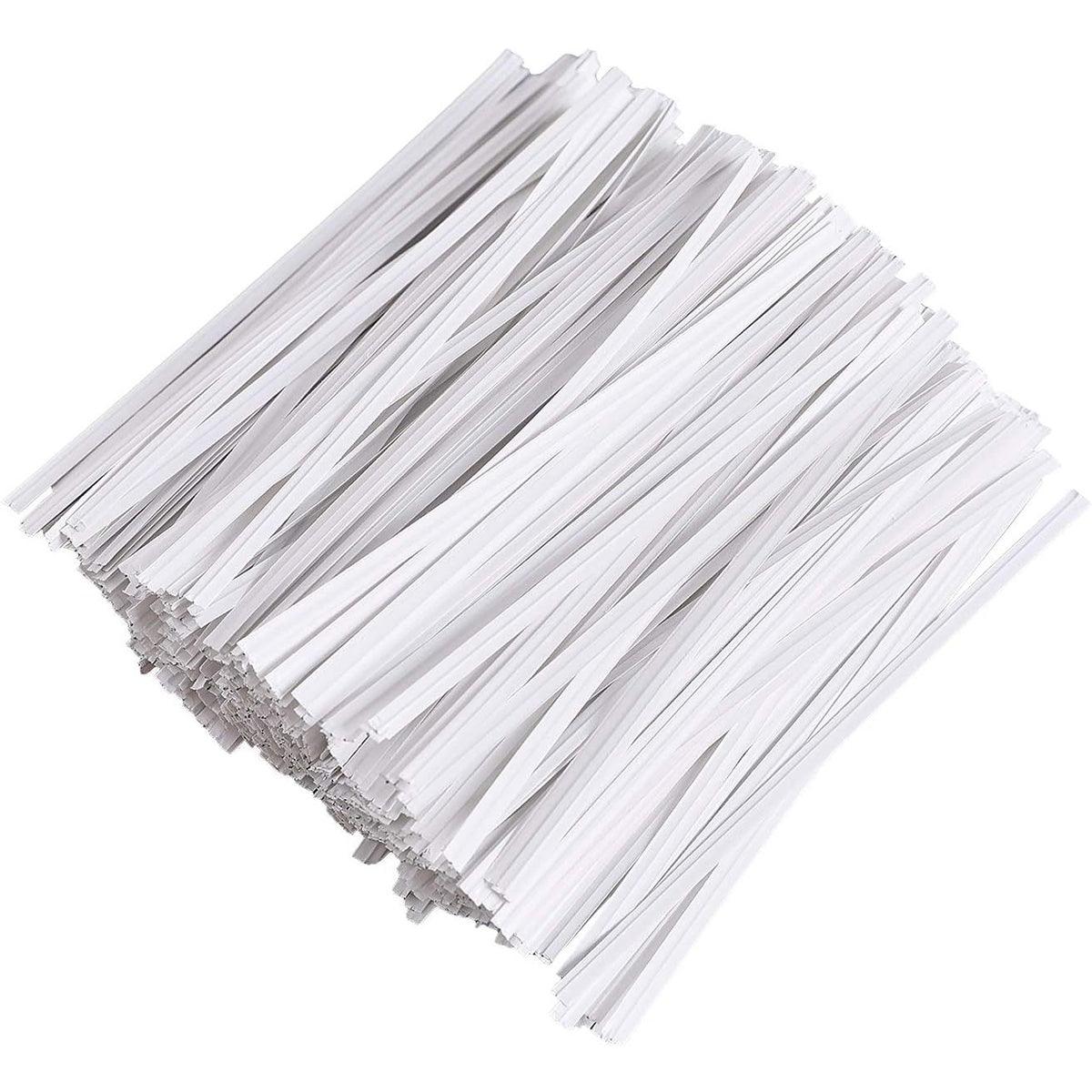 1000pcs Paper Tie Tape Wire 8/10/15cm for Baking Packing Bag Sealing Supplies - White-10cm V528-CABLE-TIE-WHITE-10CM-800471