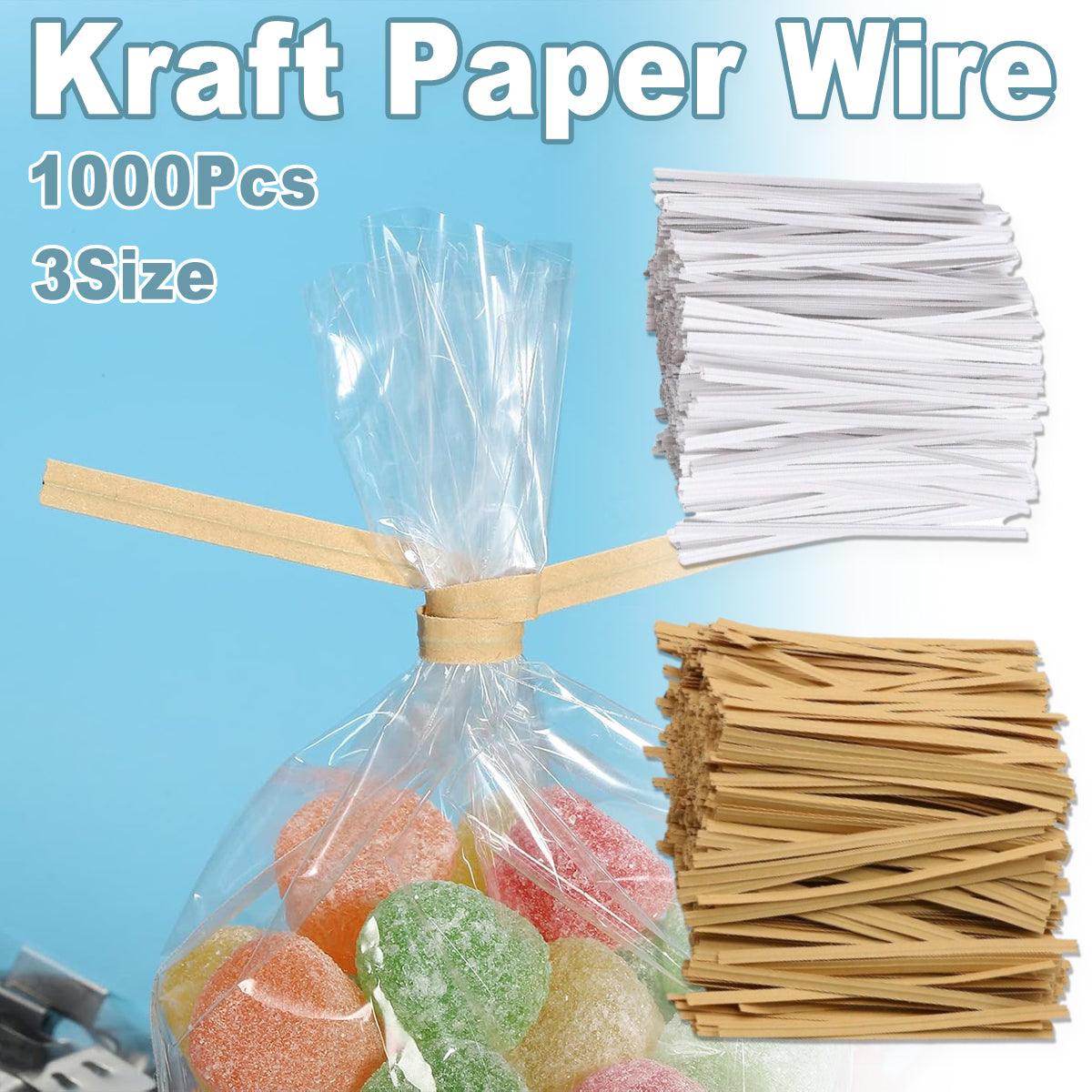1000pcs Paper Tie Tape Wire 8/10/15cm for Baking Packing Bag Sealing Supplies - White-8cm V528-CABLE-TIE-WHITE-8CM-420832