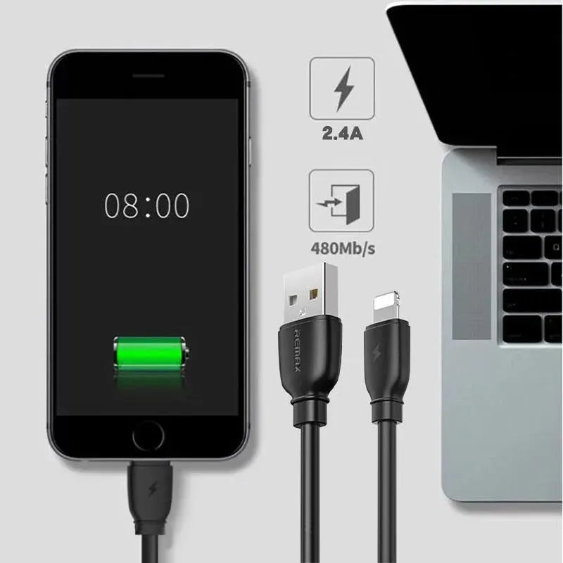 2.4A USB Fast Charger Phone Cable Data Cord For iPhone14 13 12 11Pro Max XR iPad - Black V528-CABLE-TYPE-C-BLACK-807447