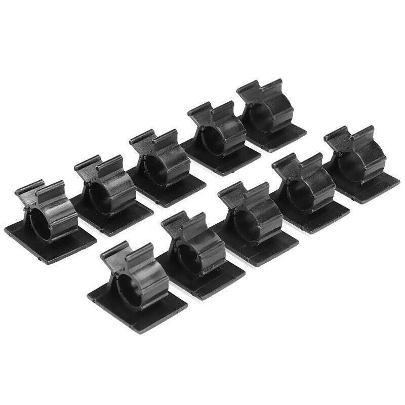 Adhesive Cord Management Cable Clips Black Wire Holder Organizer Clamp - 10PCS V528-CABLECLIPS-10PCS-276544