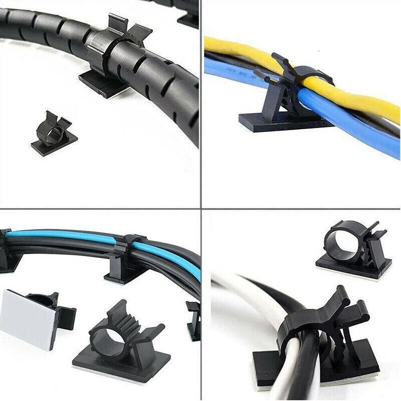 Adhesive Cord Management Cable Clips Black Wire Holder Organizer Clamp - 10PCS V528-CABLECLIPS-10PCS-276544