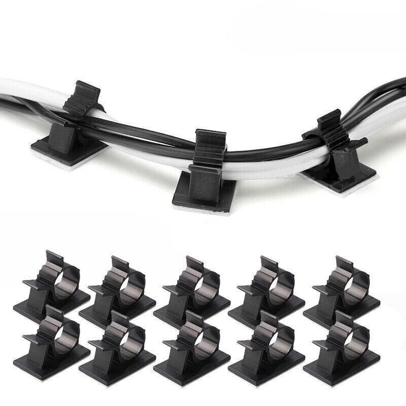 Adhesive Cord Management Cable Clips Black Wire Holder Organizer Clamp - 10PCS V528-CABLECLIPS-10PCS-276544