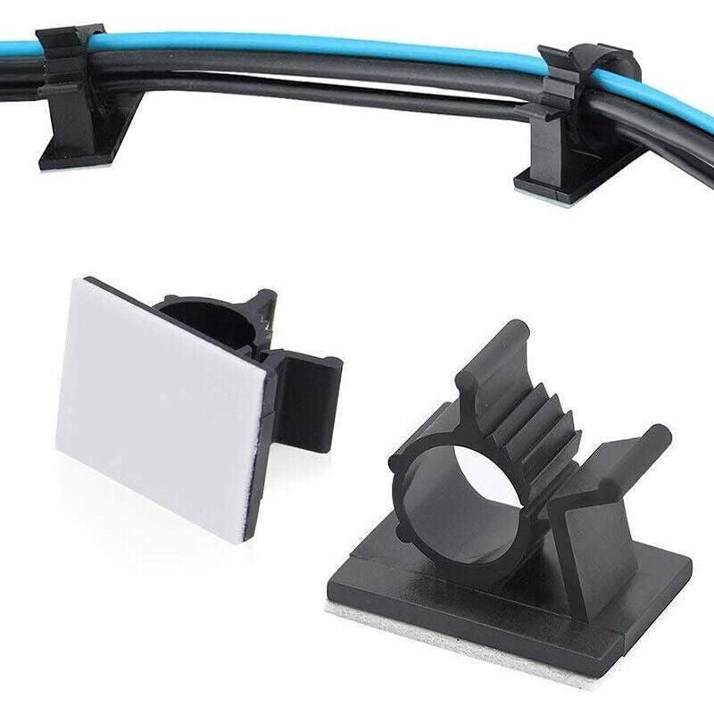 Adhesive Cord Management Cable Clips Black Wire Holder Organizer Clamp - 10PCS V528-CABLECLIPS-10PCS-276544