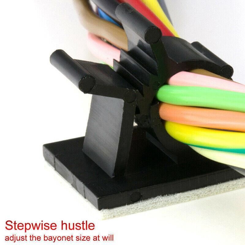 Adhesive Cord Management Cable Clips Black Wire Holder Organizer Clamp - 10PCS V528-CABLECLIPS-10PCS-276544