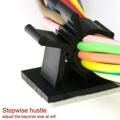 Adhesive Cord Management Cable Clips Black Wire Holder Organizer Clamp - 10PCS V528-CABLECLIPS-10PCS-276544