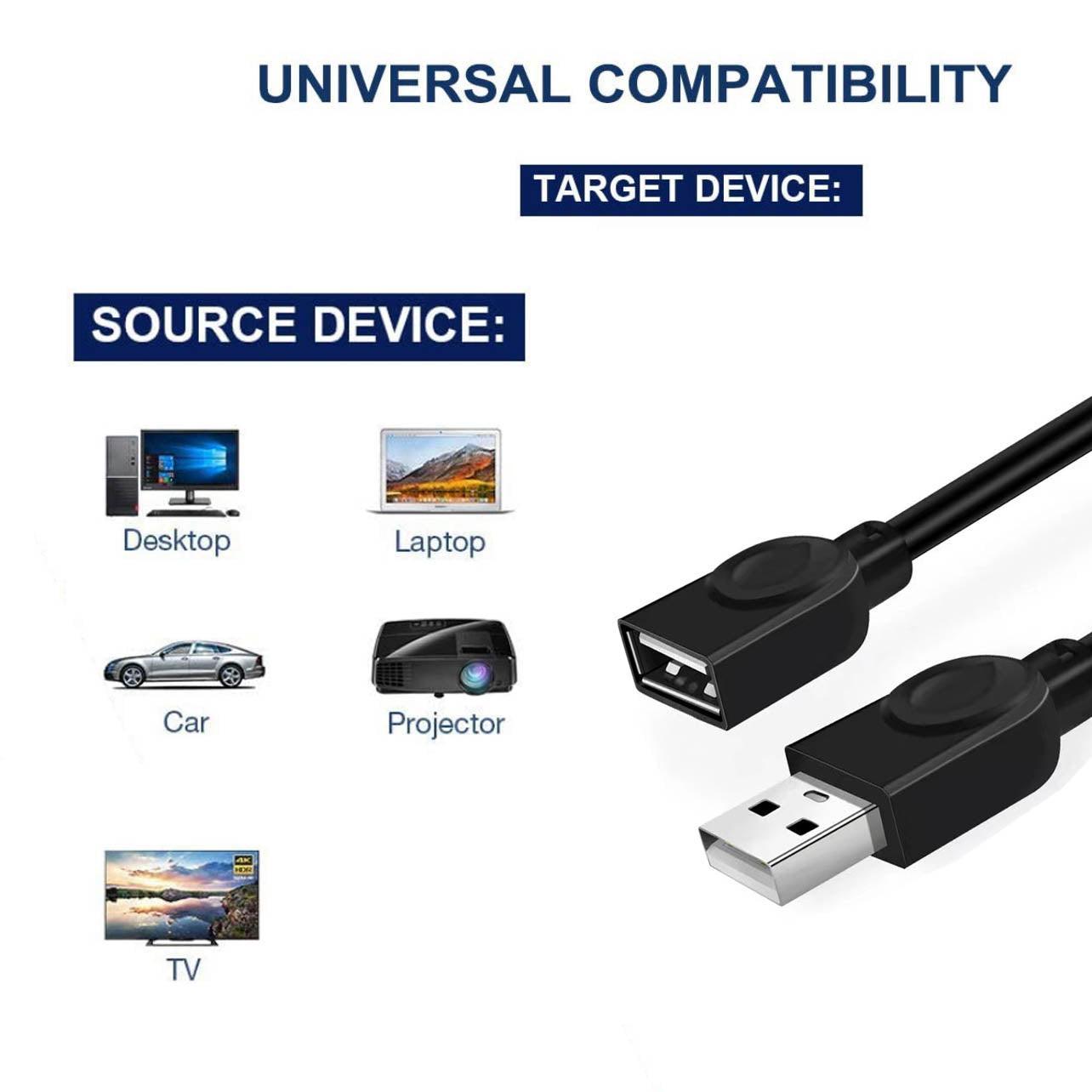 Usb Extension Data Cable 2.0 A Male To A Female Long Cord For Macbook & Computer - 3 m V528-CABLELENGTH-3M59080