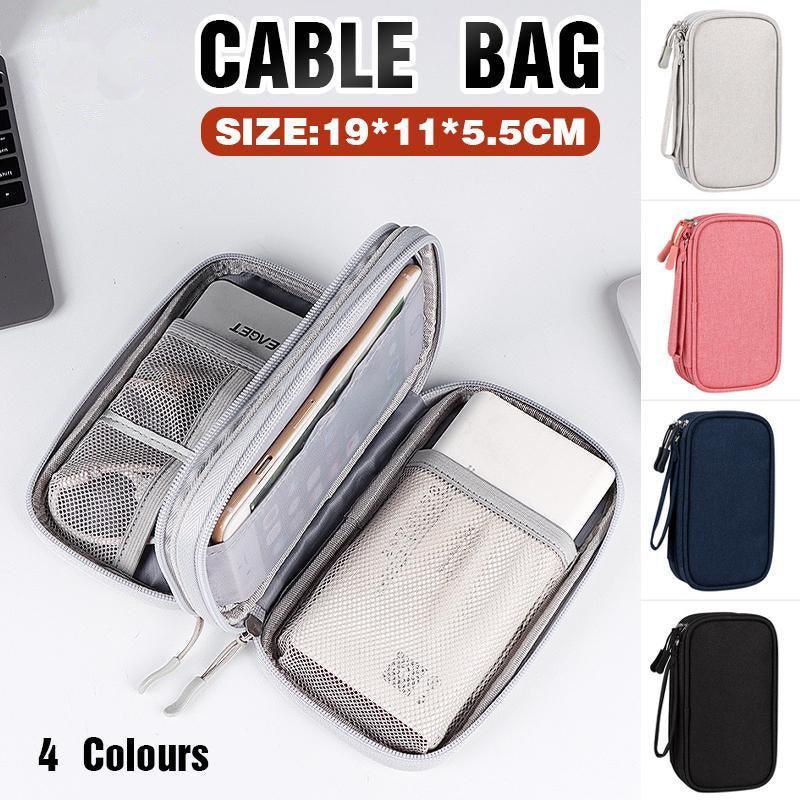 Electronic Accessories Cable Bag Organizer Travel Pouch Storage Cases Charger - Grey V528-CABLESTORAGEPACKAGE-GREY-217330