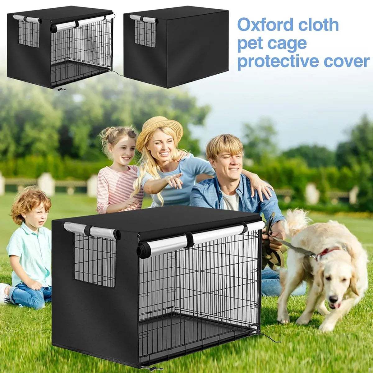 Oxford Cloth Pet Cover Outdoor Garden Yard Dog Dust Protector Waterproof Shield - S V528-CAGE-COVER-BLACK-S-357223