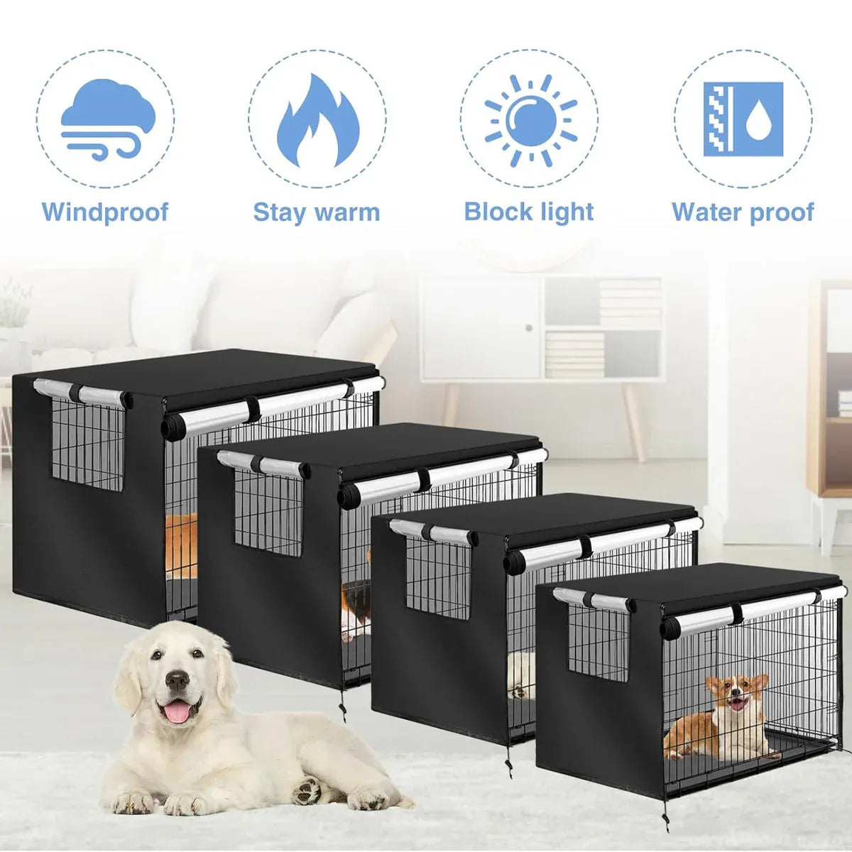 Oxford Cloth Pet Cover Outdoor Garden Yard Dog Dust Protector Waterproof Shield - S V528-CAGE-COVER-BLACK-S-357223
