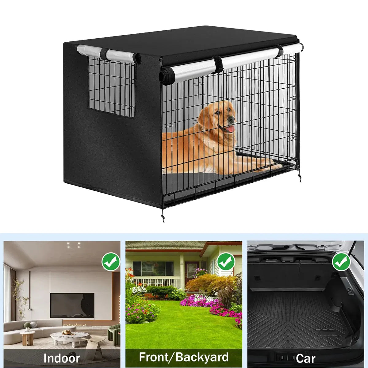 Oxford Cloth Pet Cover Outdoor Garden Yard Dog Dust Protector Waterproof Shield - S V528-CAGE-COVER-BLACK-S-357223