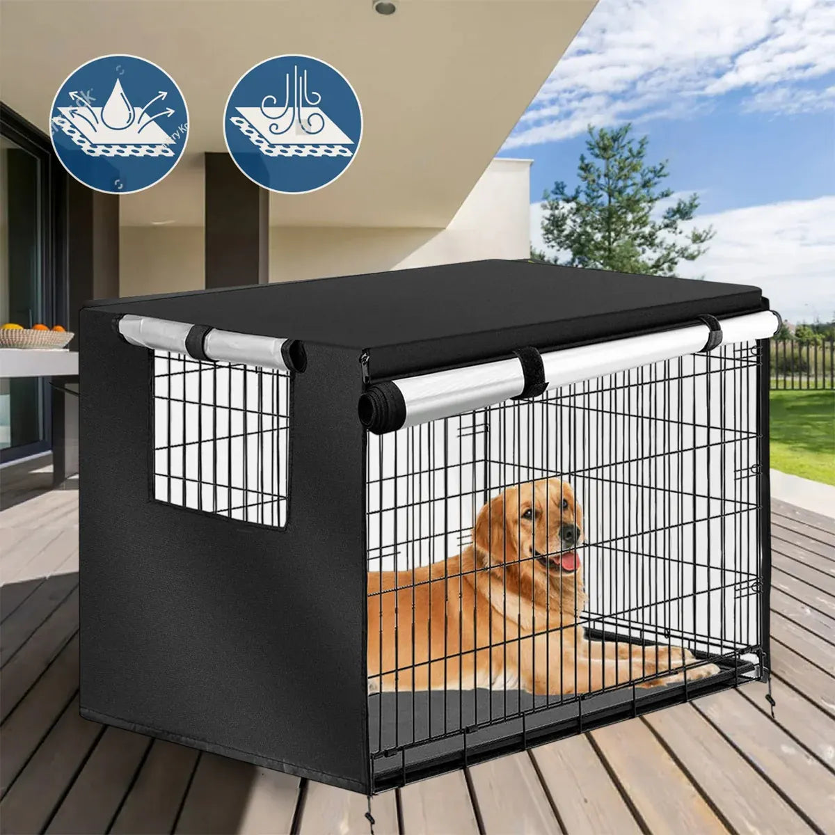 Oxford Cloth Pet Cover Outdoor Garden Yard Dog Dust Protector Waterproof Shield - S V528-CAGE-COVER-BLACK-S-357223