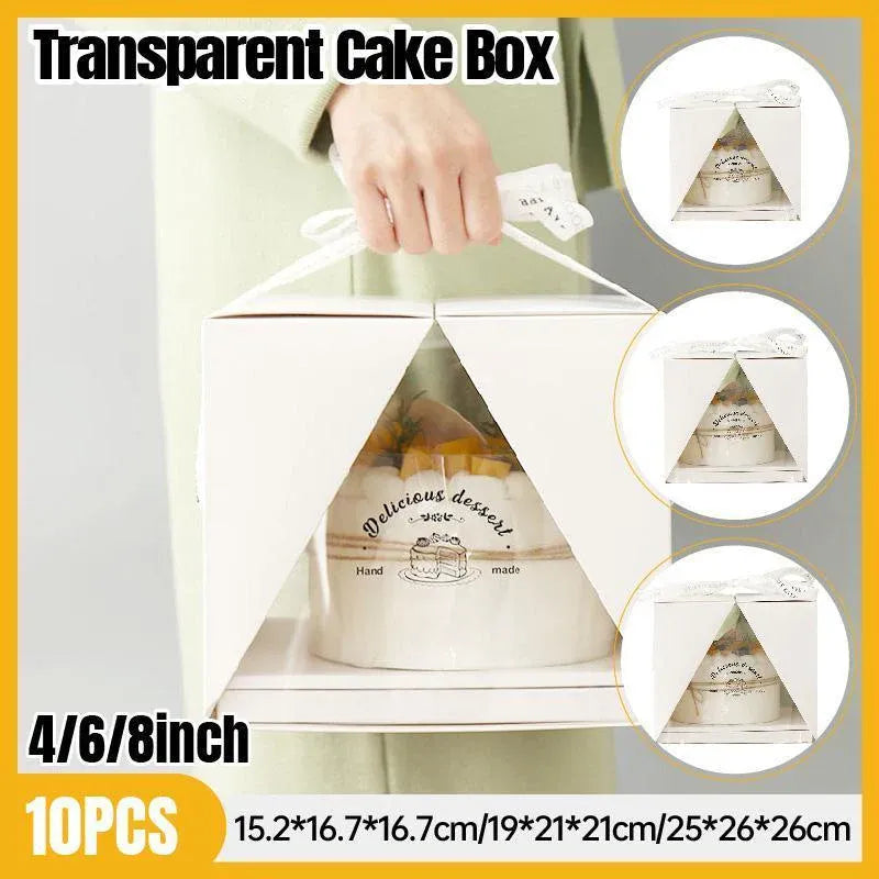 10x Clear Cake Box Set 4 6 8 Inch Durable Versatile Display Packaging Containers - 10pcs-6inch V528-CAKE-BOX-10PCS-6C-359972