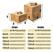 10pcs Elegant European Style Kraft Paper Cake Boxes Dessert Packaging Containers - Double Height - 8inch V528-CAKE-BOX-10PCS-DOUBLE-8-123068
