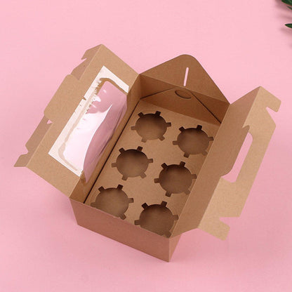 25pcs Portable Cupcake Packaging Box with Transparent Window for Easy Opening - Marble-2Cup V528-CAKE-BOX-MARBLE-25PCS-2-812274