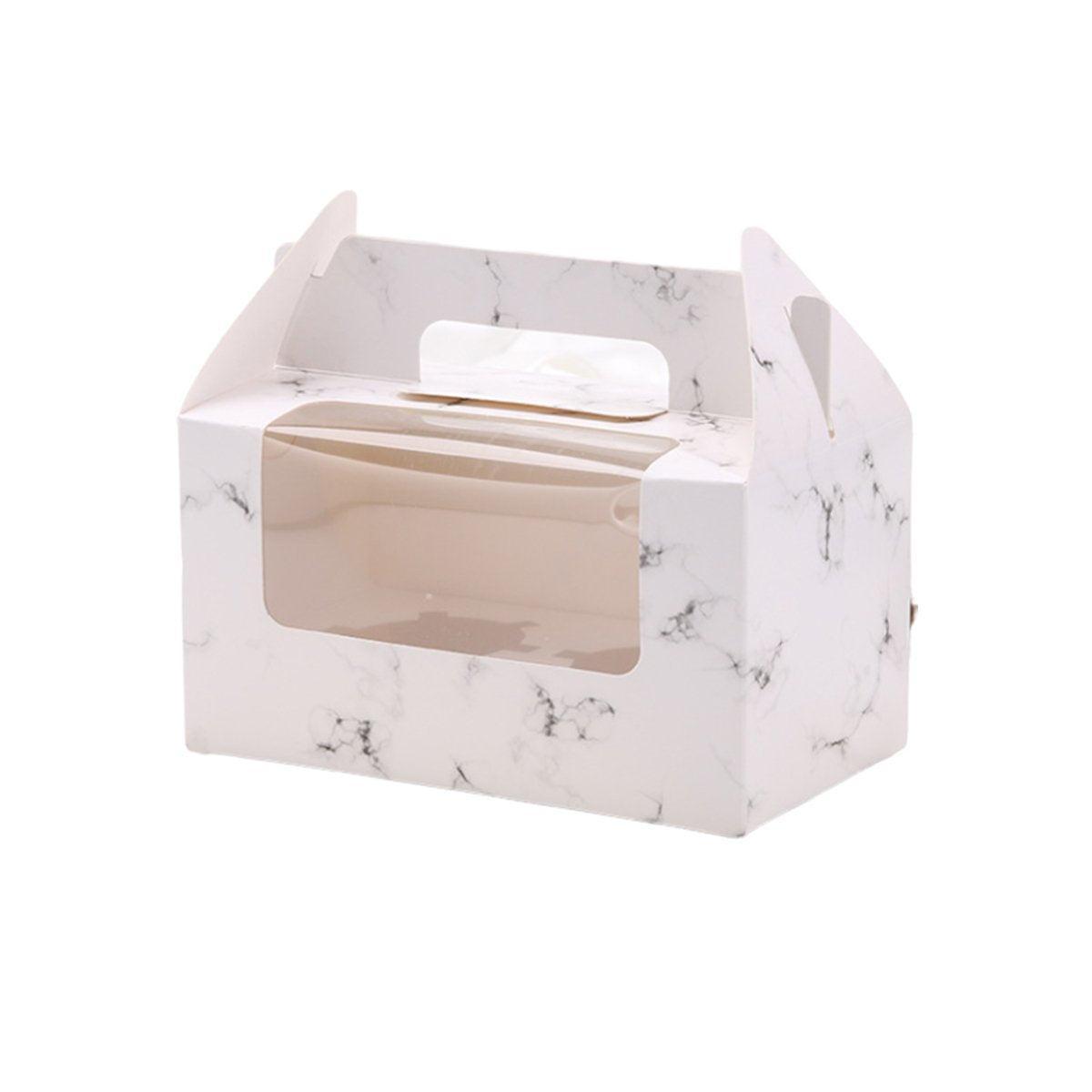 25pcs Portable Cupcake Packaging Box with Transparent Window for Easy Opening - Marble-2Cup V528-CAKE-BOX-MARBLE-25PCS-2-812274