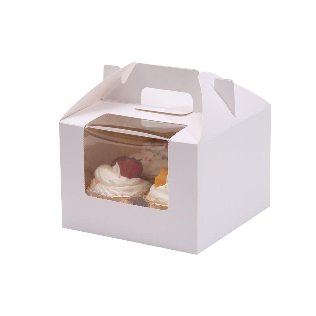 25pcs Portable Cupcake Packaging Box with Transparent Window for Easy Opening - Marble-2Cup V528-CAKE-BOX-MARBLE-25PCS-2-812274