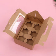 25pcs Portable Cupcake Packaging Box with Transparent Window for Easy Opening - Marble-4Cup V528-CAKE-BOX-MARBLE-25PCS-4-115260
